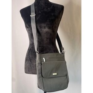 Baggallini Charcoal Gray Nylon Crossbody Travel Bag Adjustable Strap Organizer